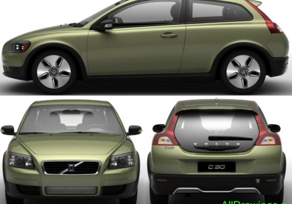 Volvo C30 (2009) (Вольво C30 (2009)) - чертежи (рисунки) автомобиля